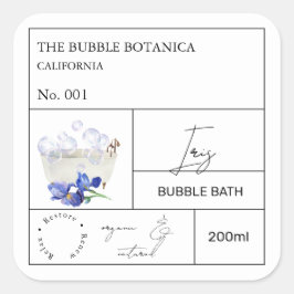 Apothecary Iris Bubble Bath Label Fyrkantigt Klistermärke