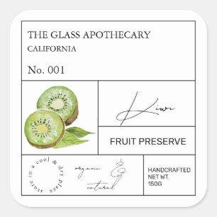Apothecary Kiwi Label Fyrkantigt Klistermärke