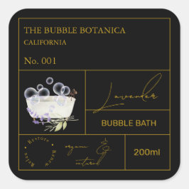 Apothecary Lavender Bubble Bath Label Fyrkantigt Klistermärke