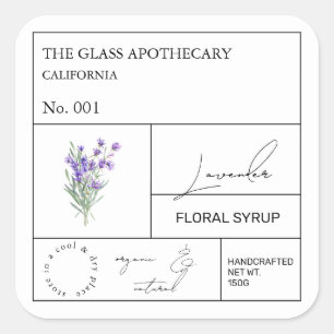 Apothecary Lavender Label Fyrkantigt Klistermärke