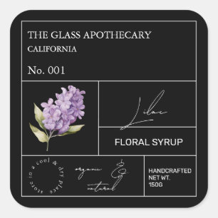 Apothecary Lilac-etikett Fyrkantigt Klistermärke