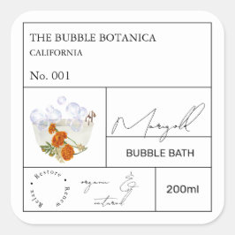 Apothecary Marigold Bubble Bath Label Fyrkantigt Klistermärke