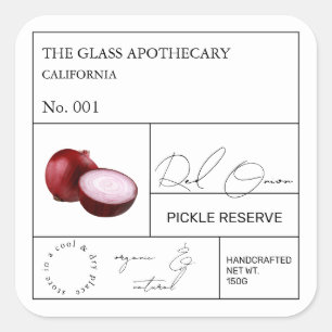 Apothecary Red Onion Label Fyrkantigt Klistermärke