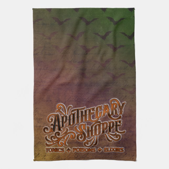 Apothecary Shoppe Halloween Gothic Sign Kökshandduk (Vertikal)