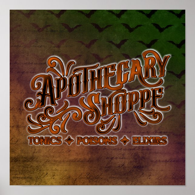 Apothecary Shoppe Halloween Gothic Sign Poster (Framsidan)