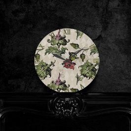 Apothecary Witch Plant | Stampunk Botaniska Örter Rund Klocka