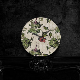 Apothecary Witch Plant Stampunk Botaniska Örter Rund Klocka