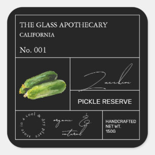Apothecary Zucchini Label Fyrkantigt Klistermärke