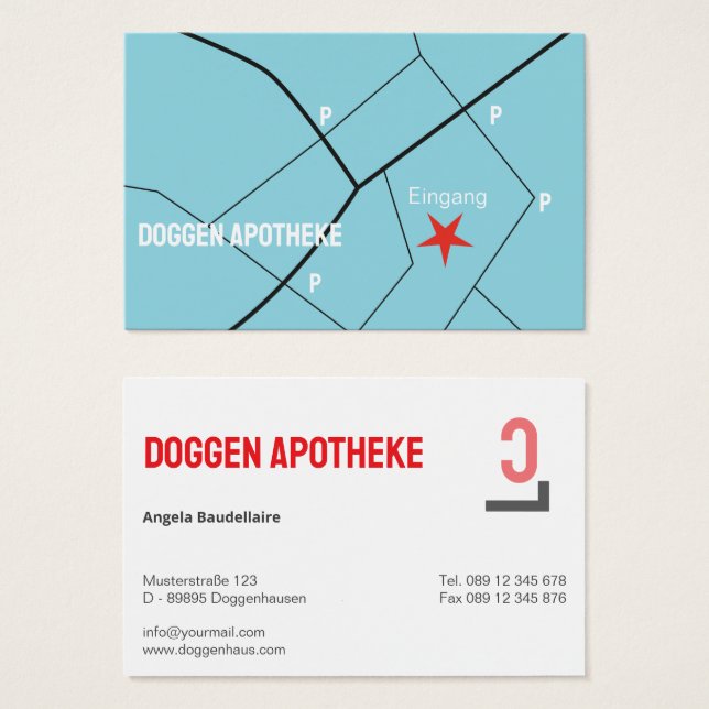 Apotheke Visitenkarten mit Ortungshilfe  Visitkort (Framsida & baksida)