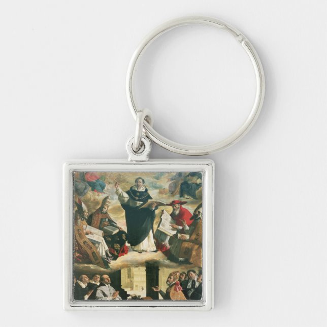 Apotheosisen av St Thomas Aquinas, 1631 Fyrkantig Silverfärgad Nyckelring (Framsidan)
