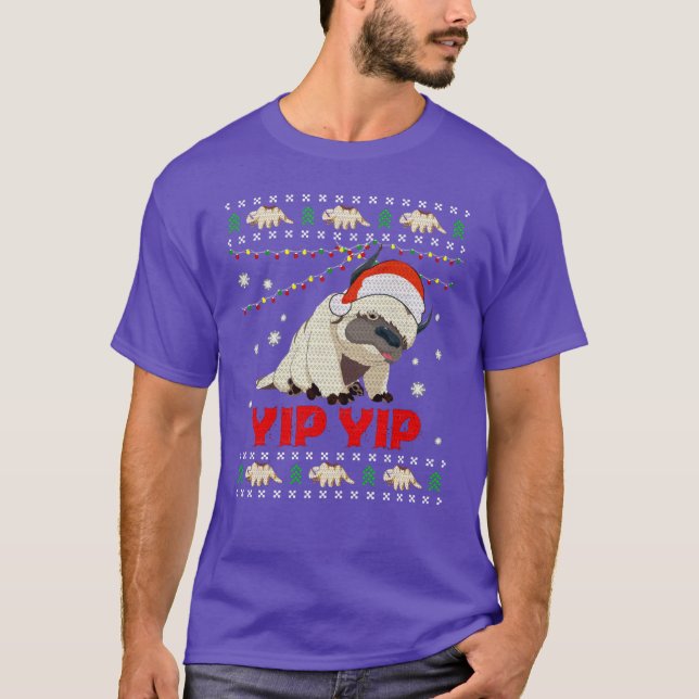 Appa Sky Bison yip yip Ugly Christmas Sweater Gift T Shirt (Framsida)