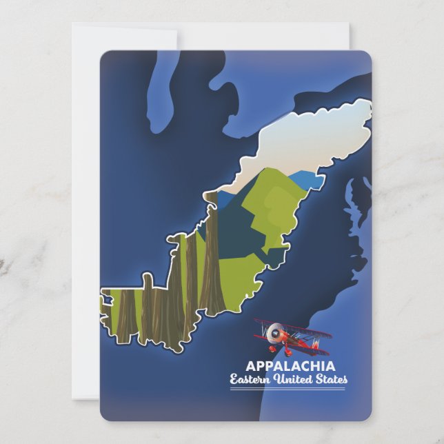 Appalachia Östra Förenade Stater resa karta (Framsida)