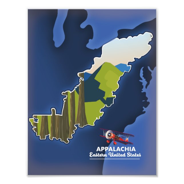 Appalachia Östra USA rese karta Fototryck (Framsidan)