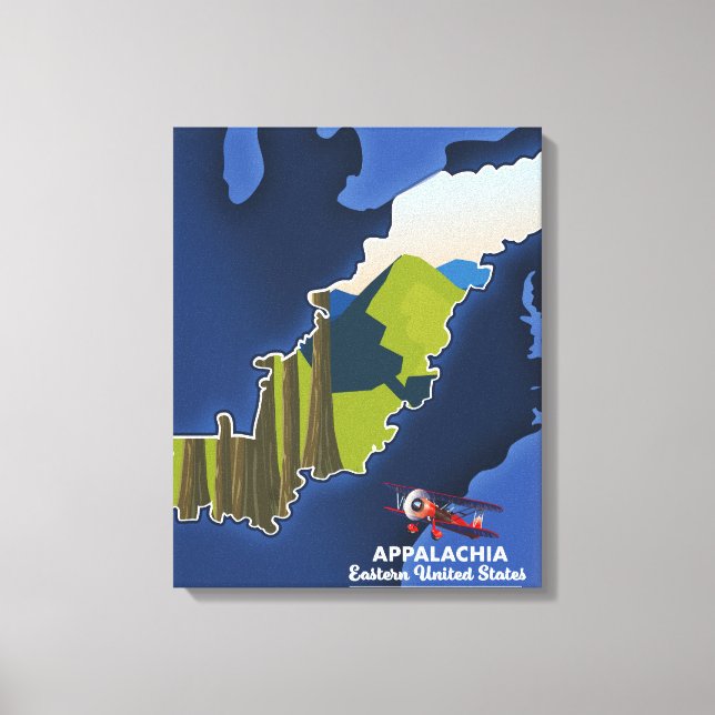 Appalachia Östra USA reskarta Canvastryck (Framsida)