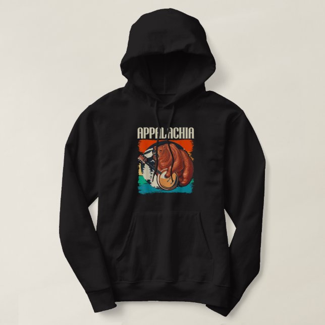 Appalachia Vintage Banjo Player Bluegräs Musici Hoodie (Design framsida)