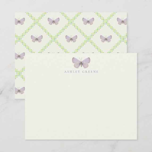 Appalachian Blue Butterfly Flat Note Card Anteckningskort (Fram/baksida)