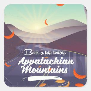 Appalachian Mountains vintage reseskylt Fyrkantigt Klistermärke