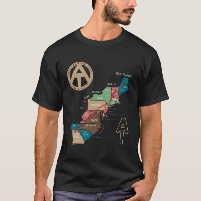 Appalachian Trail Hiking Karta T Shirt (Framsida)