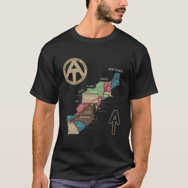 Appalachian Trail Hiking Karta T Shirt (Framsida)