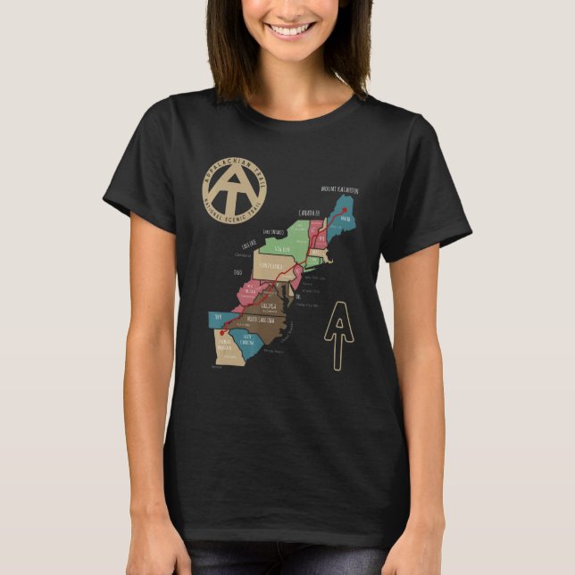 Appalachian Trail Hiking Karta T Shirt (Framsida)