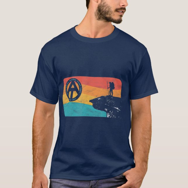 Appalachian Trail Retro McAfee Knob Hiking T Shirt (Framsida)