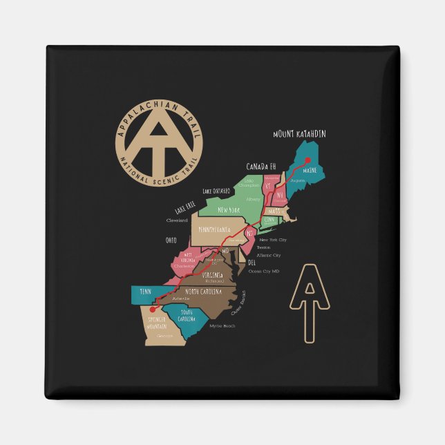 Appalachian Trail vandringskarta  Magnet (Framsidan)
