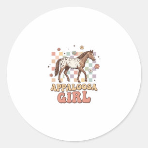 Appaloosa Flicka Vintage Häst Västerländsk T-Shirt Runt Klistermärke