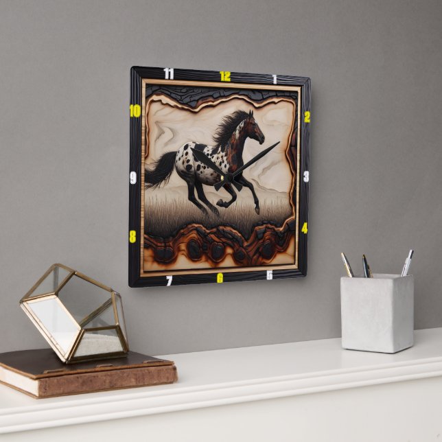 Appaloosa Gallop: Art, tid, Stil, frihet Fyrkantig Klocka (Kontor)