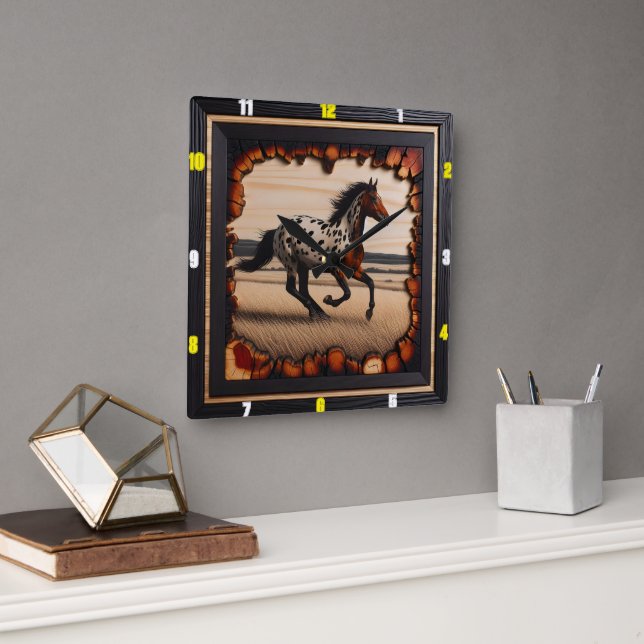Appaloosa Gallop: Art, tid, Stil, natur Fyrkantig Klocka (Kontor)