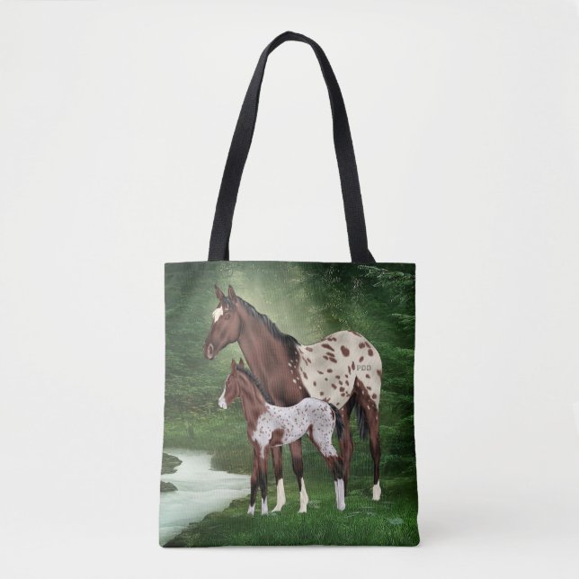 Appaloosa-hingst och föl tygkasse (Framsida)
