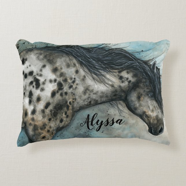 Appaloosa Horse by Bihrle Custom Name Pillow Prydnadskudde (Framsidan)