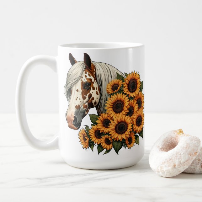 Appaloosa Horse med solblommor Kaffemugg (Med munk)