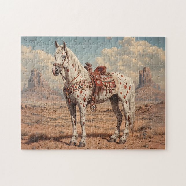 Appaloosa Horse Pawarde Desert Scenia Pussel (Horisontell)