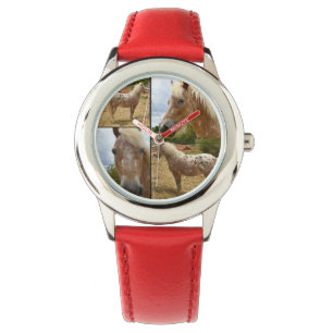 Appaloosa Horse Photo Collage, Kids Leather Watch Armbandsur