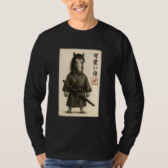 Appaloosa Horse Samurai Ink Art Sumi-e Style Novel T Shirt (Framsida)