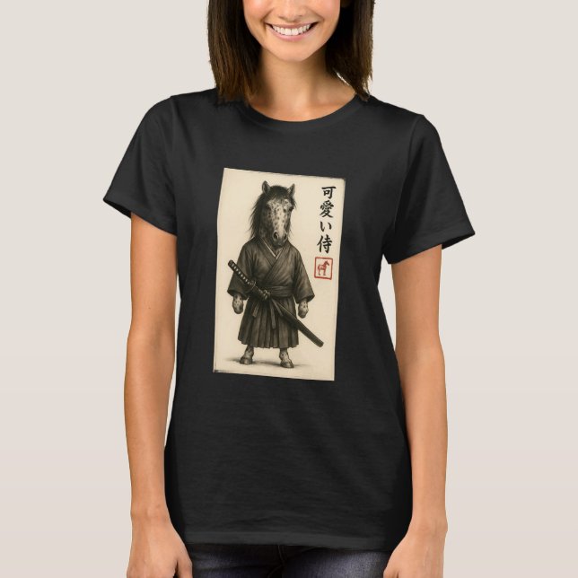 Appaloosa Horse Samurai Ink Art Sumi-e Style Novel T Shirt (Framsida)