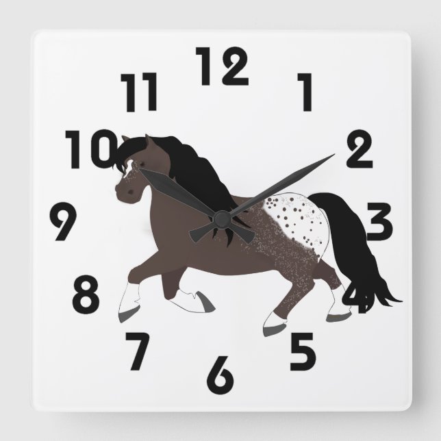 Appaloosa Pony Clock Fyrkantig Klocka (Framsida)