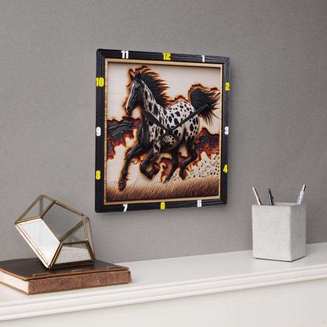 Appaloosa Prairie: Art, Time, Stil, Freedom Fyrkantig Klocka (Kontor)