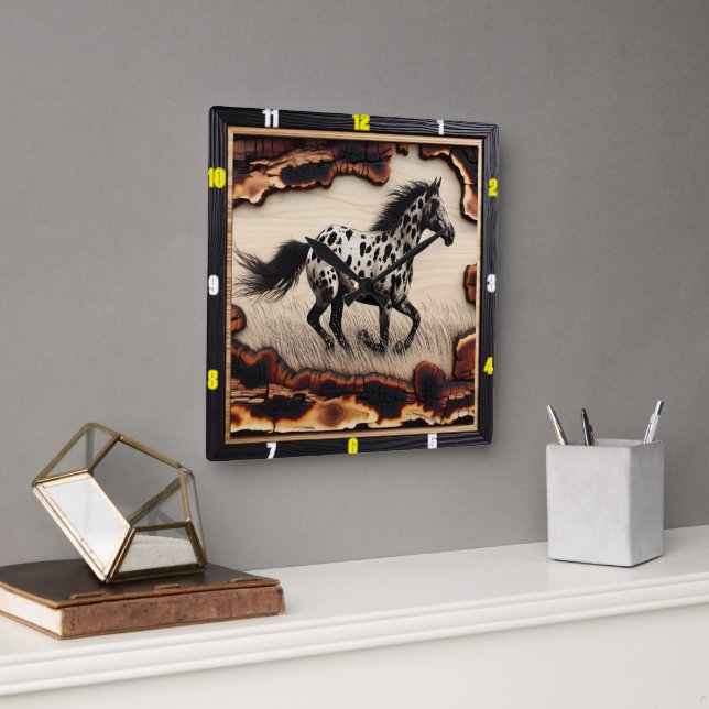 Appaloosa Prairie: Art, Time, Stil, Spirit Fyrkantig Klocka (Kontor)