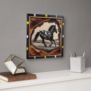 Appaloosa Prairie: Art, Time, Stil, Spirit Fyrkantig Klocka