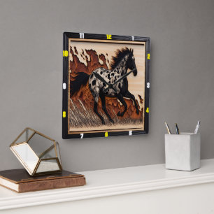 Appaloosa Prairie: Time, Art, Stil, Wilness Fyrkantig Klocka