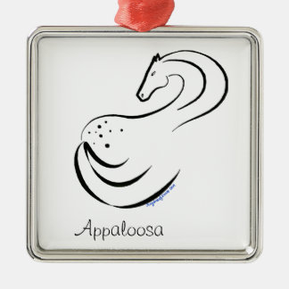Appaloosa stiliserad bläck teckning julgransprydnad metall
