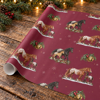 Appaloosa Sto och Föl Cranberry Jul Presentpapper