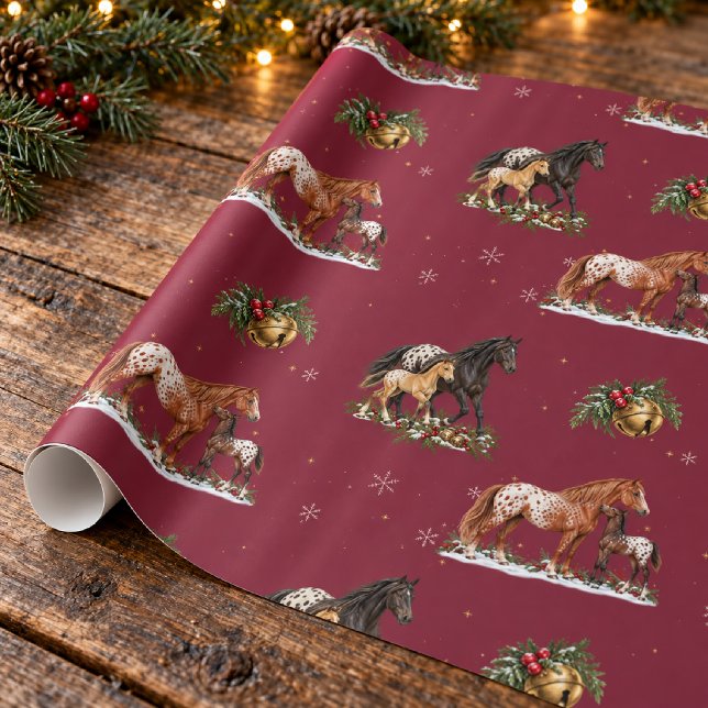 Appaloosa Sto och Föl Cranberry Jul Presentpapper (Skapare uppladdad)