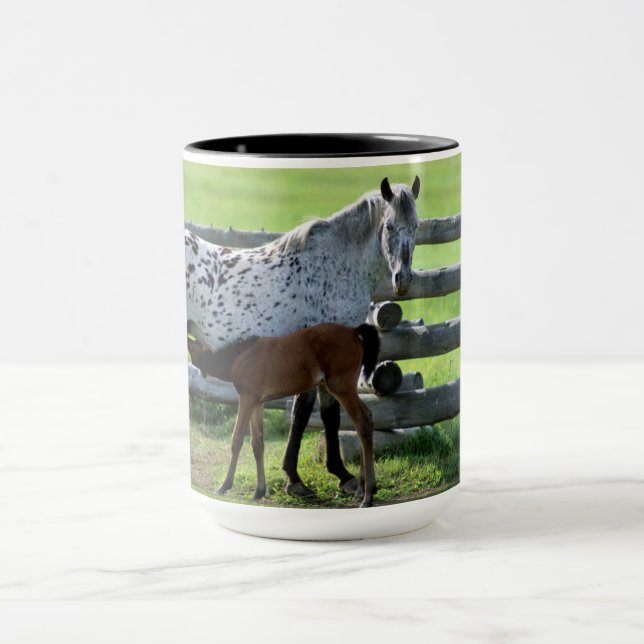 Appaloosa-sto och föl häst mugg (Center)