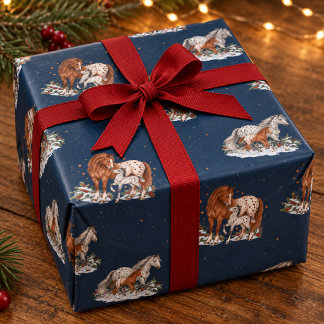 Appaloosa Sto och Föl Snöig Ranch Jul Presentpapper