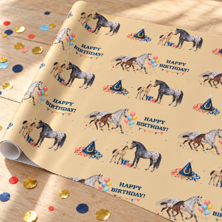 Appaloosa Sto och Föl Västerländsk Födelsedag Presentpapper