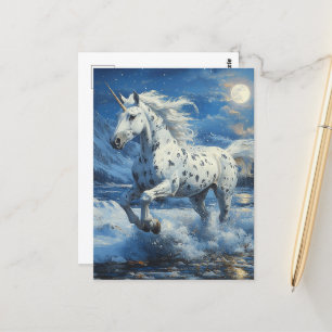 Appaloosa Unicorn på Moonlit Beach Vykort