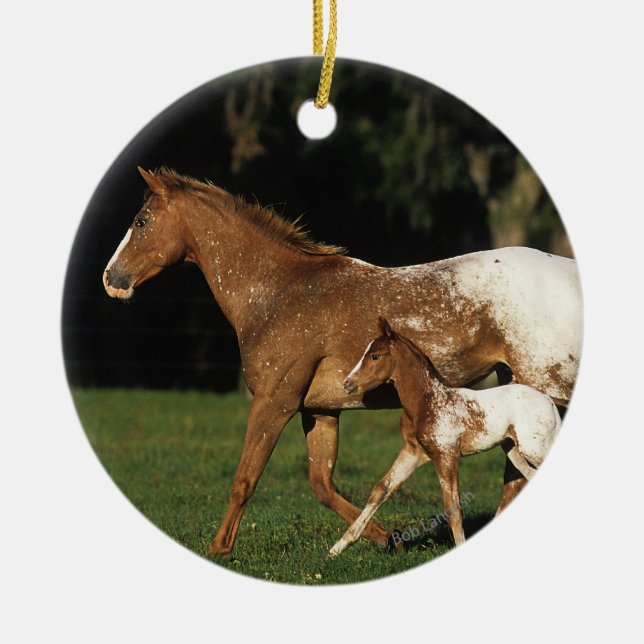 AppaloosaMare och föl Julgransprydnad Keramik (Framsidan)