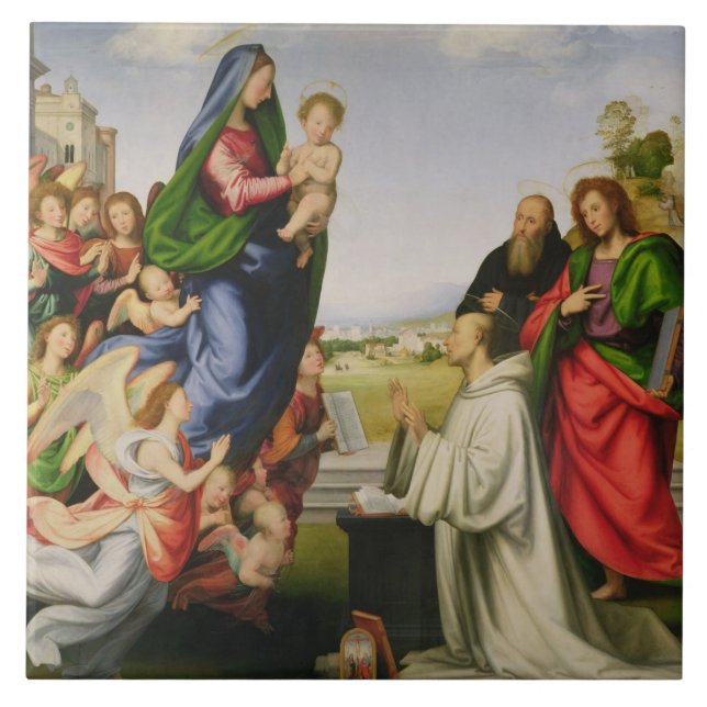 Apparition av oskulden till St Bernard, 1504-07 ( Kakelplatta (Framsidan)